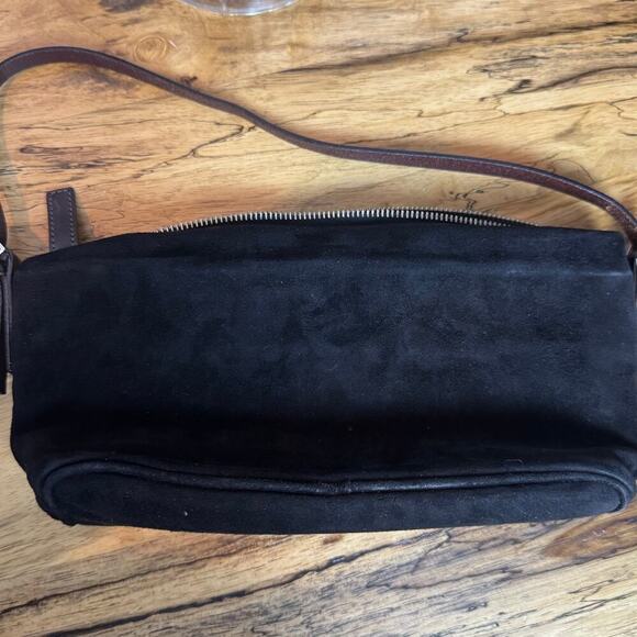 Fendi Black Suede Baguette Bag with Brown Accents Zipper Closure Authentic CoA - Picture 10 of 12